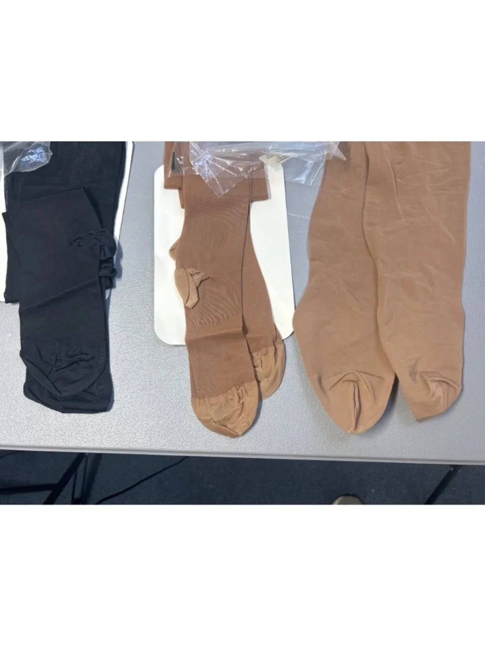 Lot of 3 Ames Walker Compression Pantyhose Sz M 8-30 mmHg Black Beige Natural